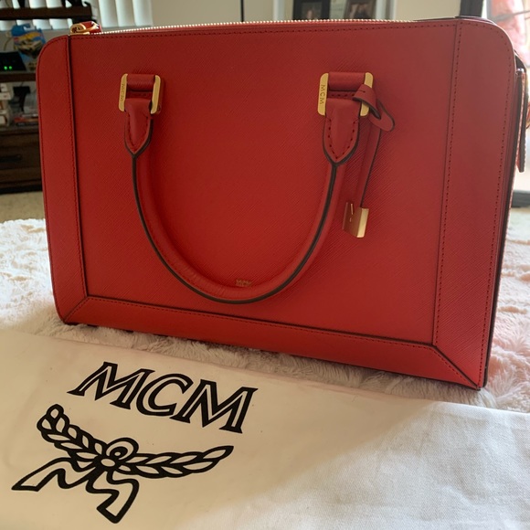 MCM Saffiano Leather Small Tote Bag